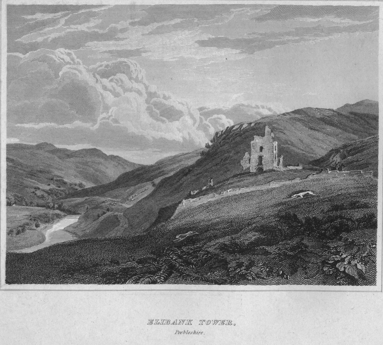 Elibank Tower, Peeblesshire, 1814 tekijältä John Greig