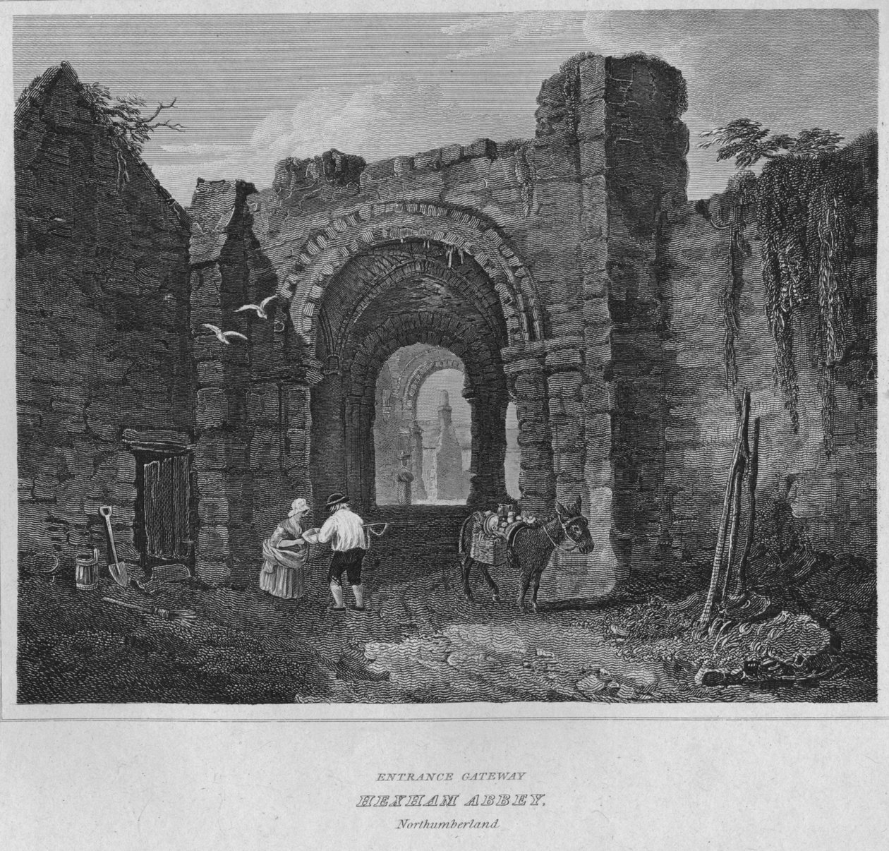 Sisäänkäynti Gateway - Hexham Abbey, Northumberland, 1814 tekijältä John Greig