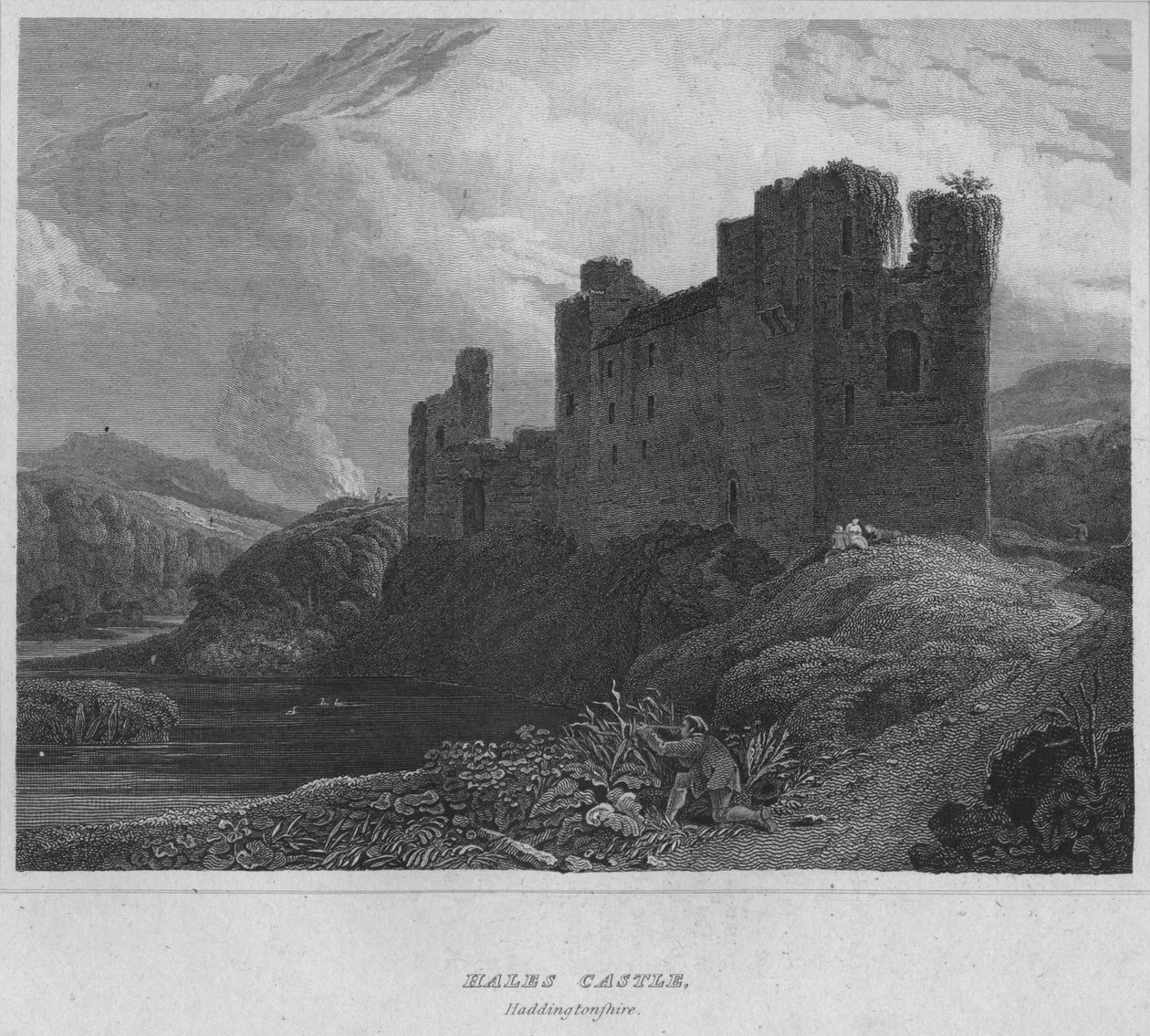 Halesin linna, Haddingtonshire, 1814 tekijältä John Greig