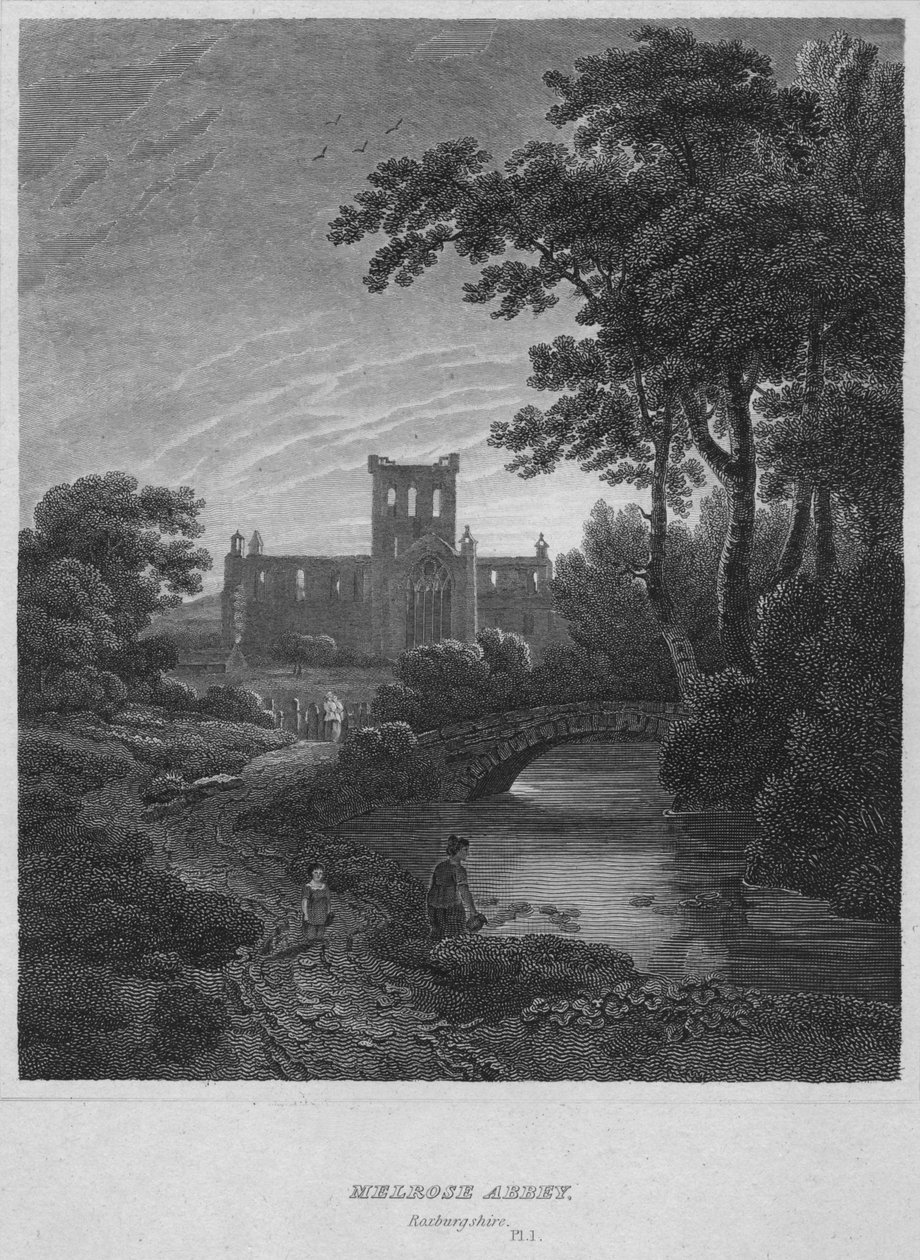 Melrose Abbey, Roxburghshire, 1814 tekijältä John Greig