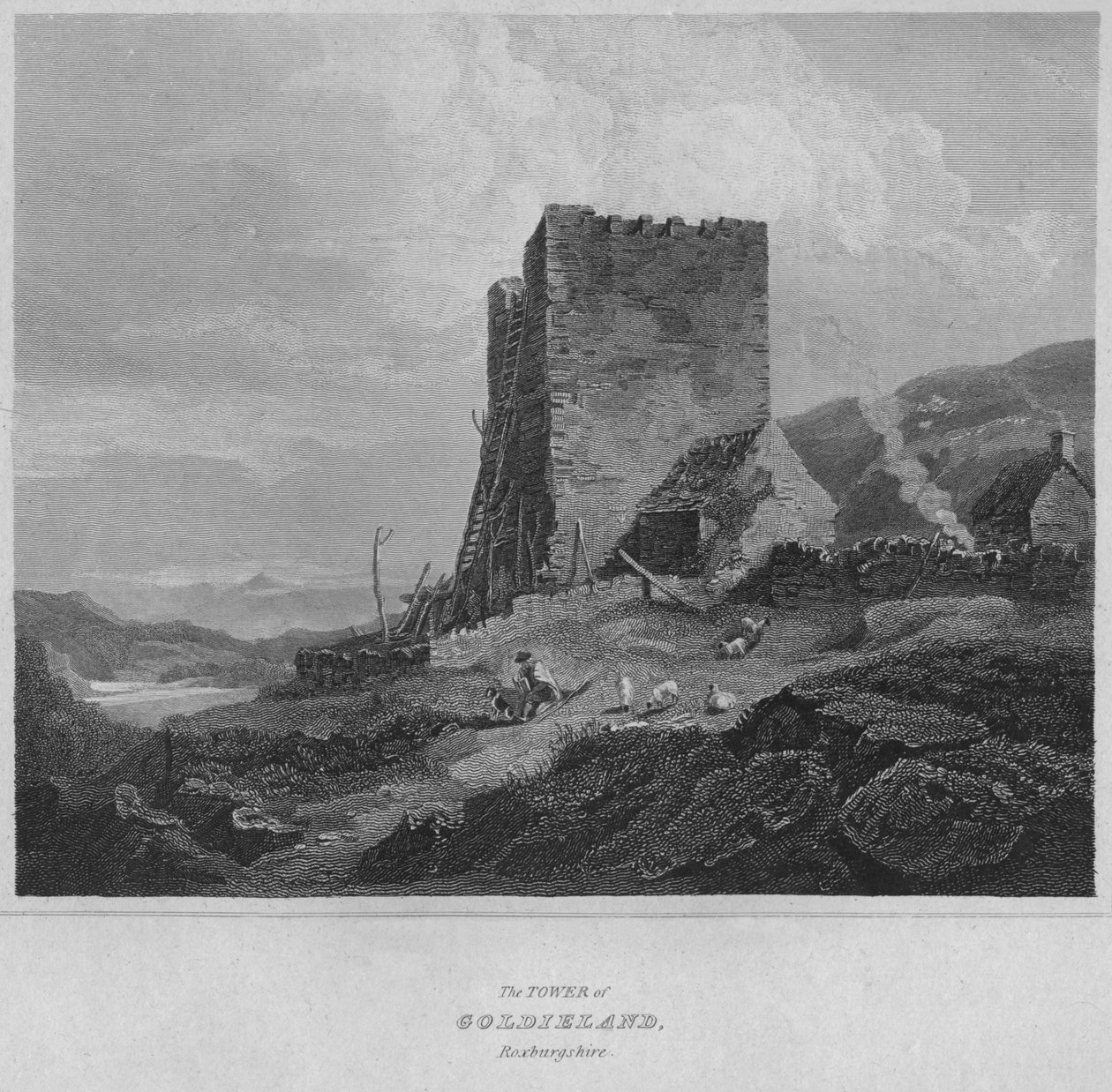 Goldielandin torni, Roxburghshire, 1814 tekijältä John Greig