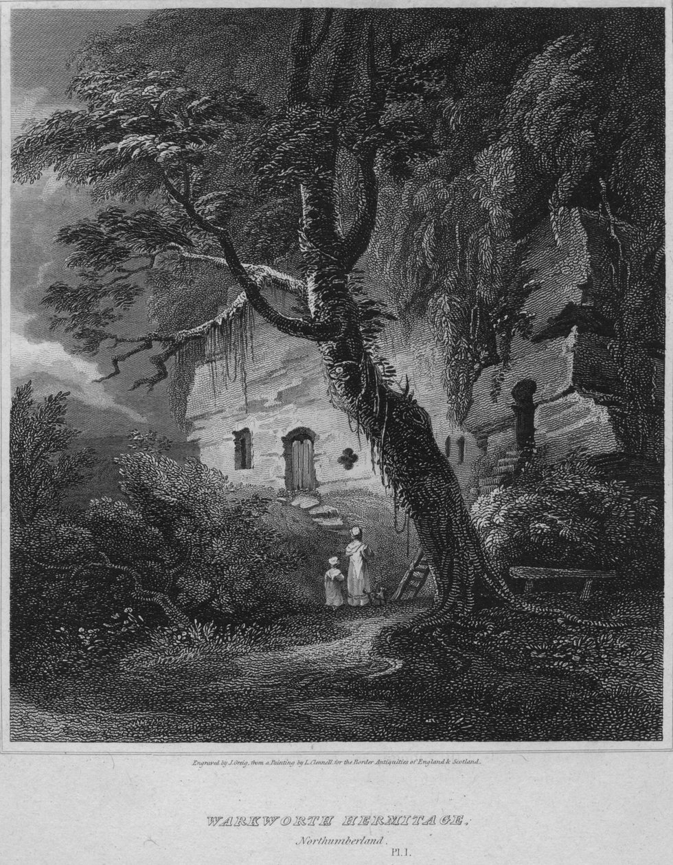 Warkworth Hermitage, Northumberland, 1814 tekijältä John Greig