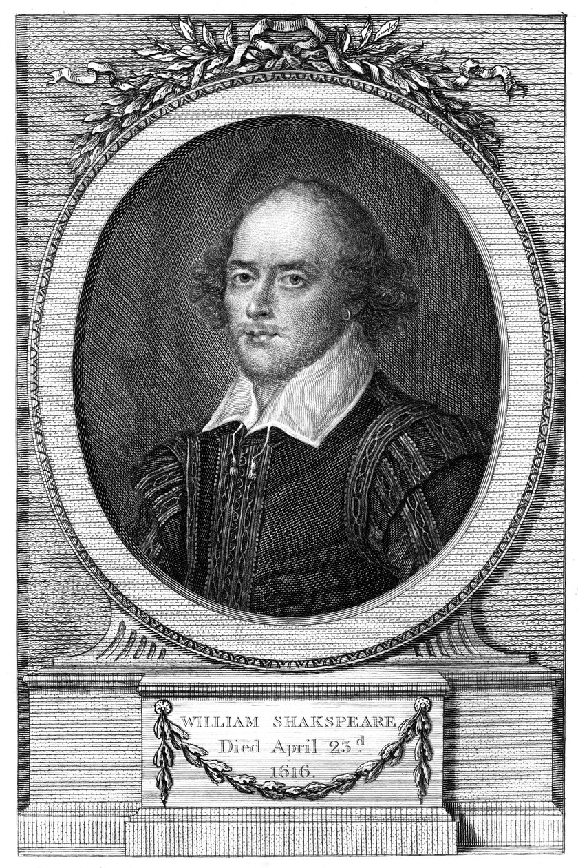 William Shakespeare, englantilainen runoilija ja näytelmäkirjailija, 1820 tekijältä John Hall