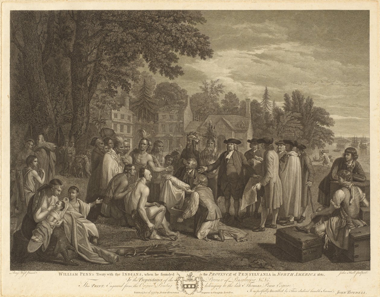 William Pennin sopimus intiaanien kanssa tekijältä John Hall after Benjamin West