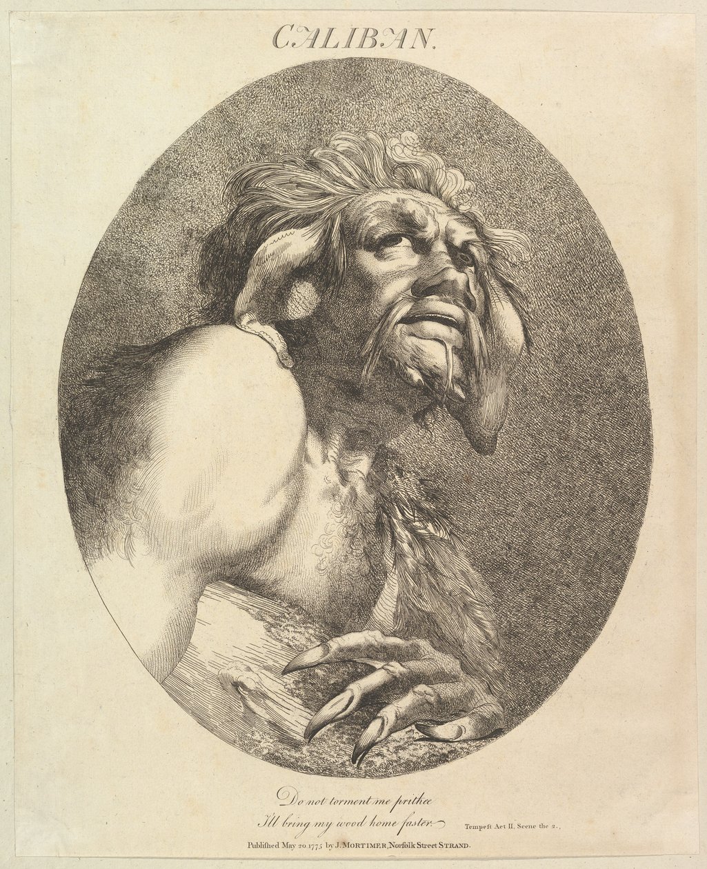 Caliban kaksitoista hahmoa Shakespearesta, 20. toukokuuta 1775. tekijältä John Hamilton Mortimer