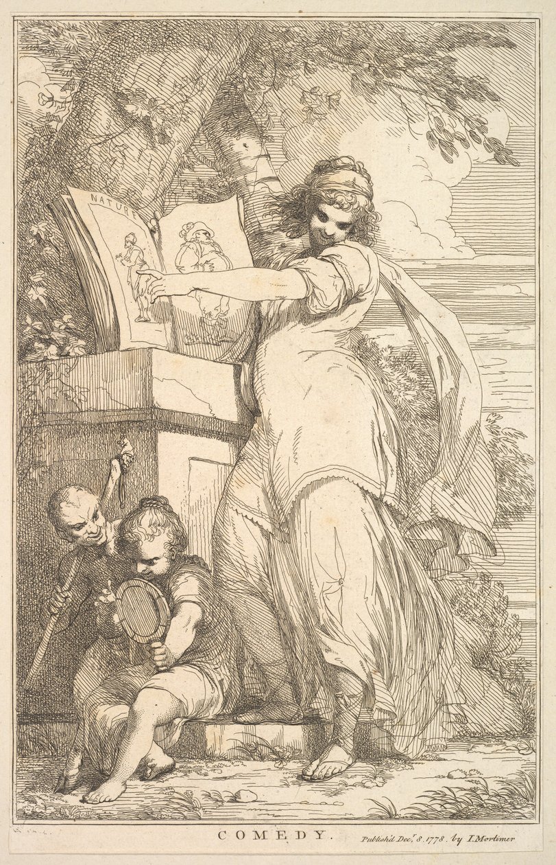 Sir Joshua Reynoldsille omistettu komedia viidestätoista etsauksesta, 8. joulukuuta 1778. tekijältä John Hamilton Mortimer