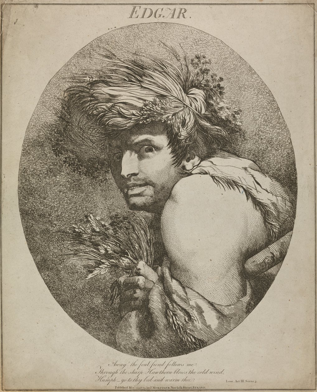 Edgar, "Kuningas Lear", näytös III, kohtaus III tekijältä John Hamilton Mortimer