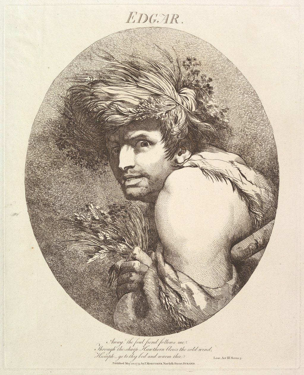 Edgar kaksitoista hahmoa Shakespearesta, 20. toukokuuta 1775. tekijältä John Hamilton Mortimer