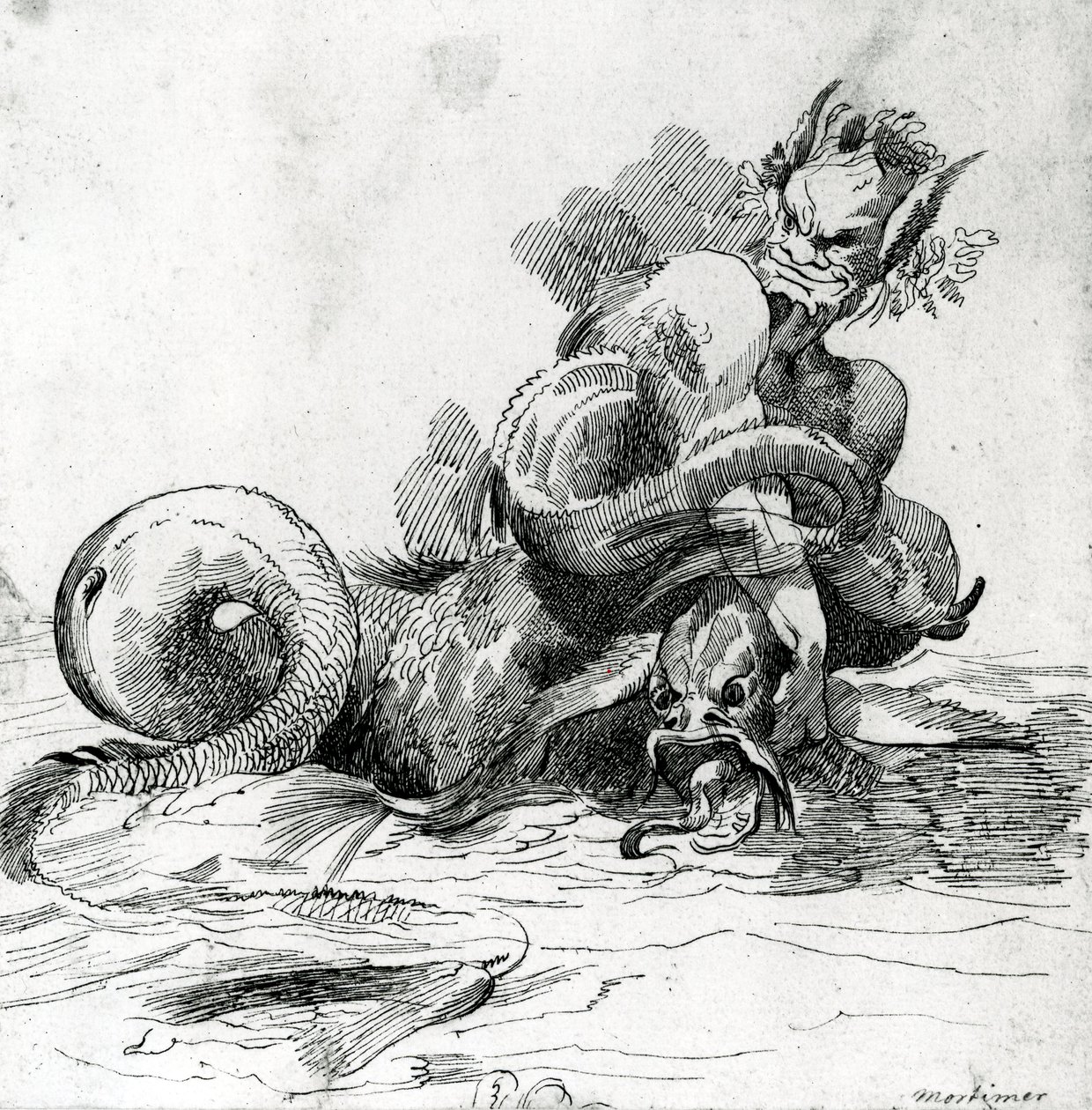 Kuva merihirviöstä 1700-luvulta tekijältä John Hamilton Mortimer