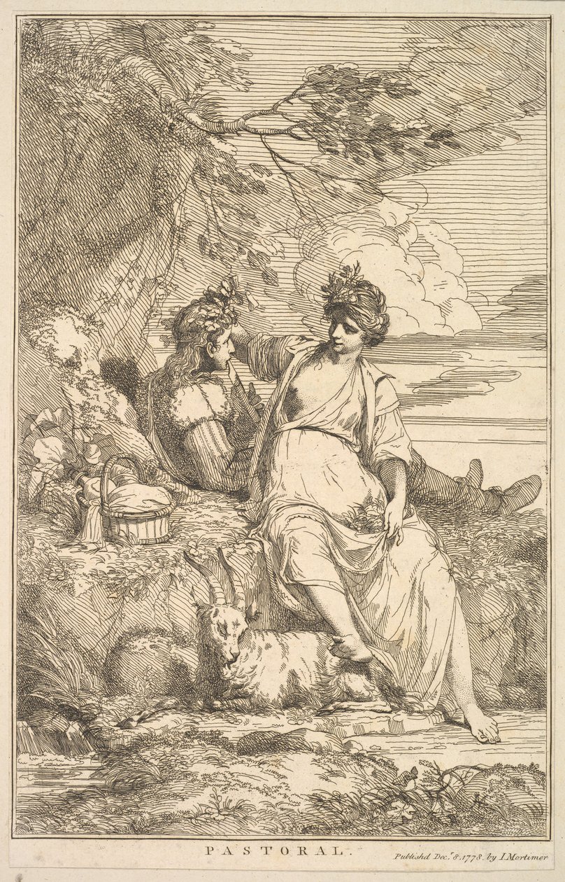 Pastoraali viidestätoista Sir Joshua Reynoldsille omistetusta etsauksesta, 8. joulukuuta 1778. tekijältä John Hamilton Mortimer