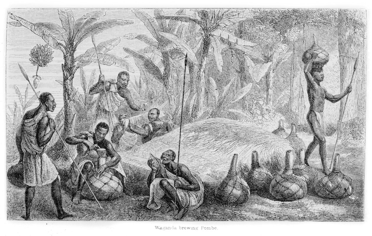 Waganda panimo Pombe, julkaisusta "Niilin lähteen löytäminen", 1864 tekijältä John Hanning Speke