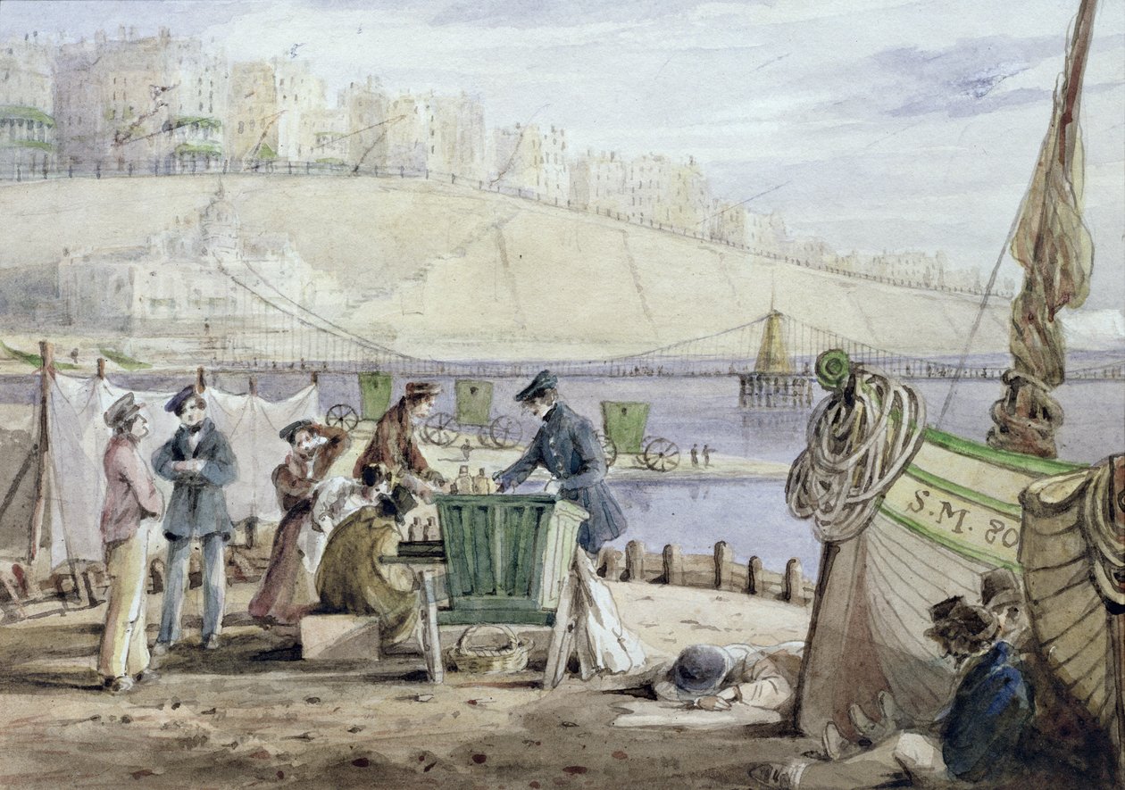 Brighton Beach, Sussex, 1844 (wc paperilla) tekijältä John Harden