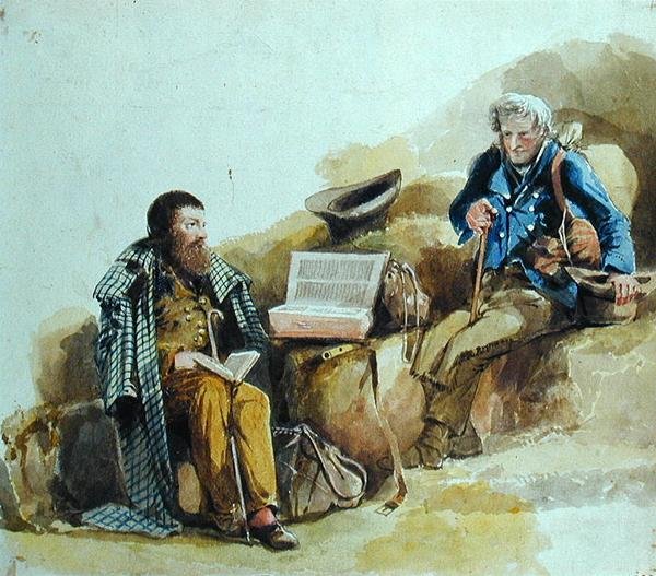 Kiertolaiset (vesiväri paperille) tekijältä John Harden