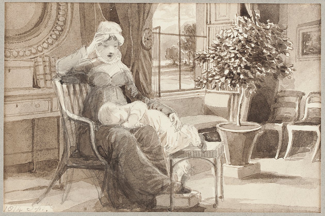Rouva H vauvan John Williamin kanssa, 1814 (wc paperilla) tekijältä John Harden