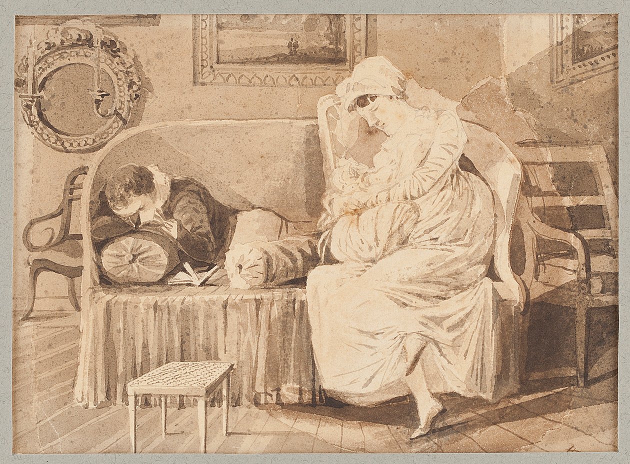 Kolme sohvalla, 1805 (wc paperilla) tekijältä John Harden