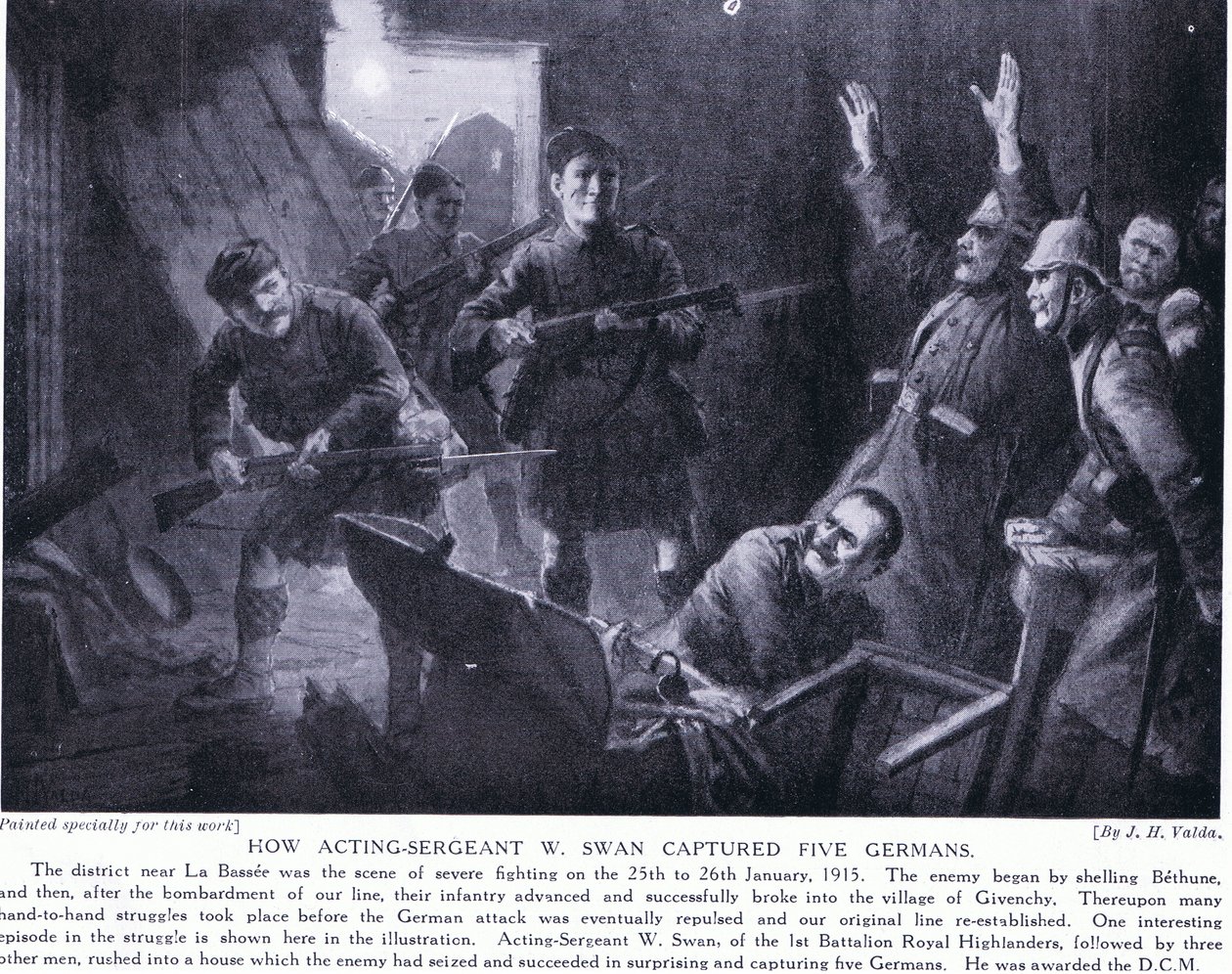 Kuinka näyttelijä kersantti W Swan vangitsi viisi saksalaista Givenchyssä tammikuussa 1915 tekijältä John Harris Valda