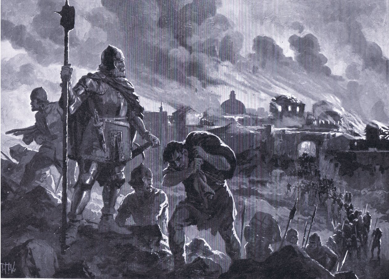 Ivan Musta sytyttää tuleen Zhabliakin 1484, Hutchinsonin kirjasta "Historia of the Nations" (Nide 4), jonka on julkaissut Hutchinson, n. 1920 (litho) tekijältä John Harris Valda