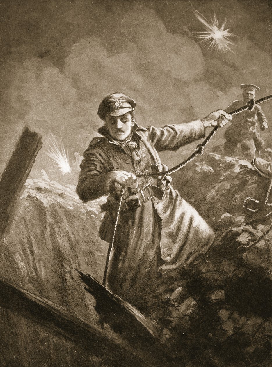 Luutnantti G.P. Burlton auttaa pelastamaan tajuttomia miehiä kaivoskuilusta tekijältä John Harris Valda