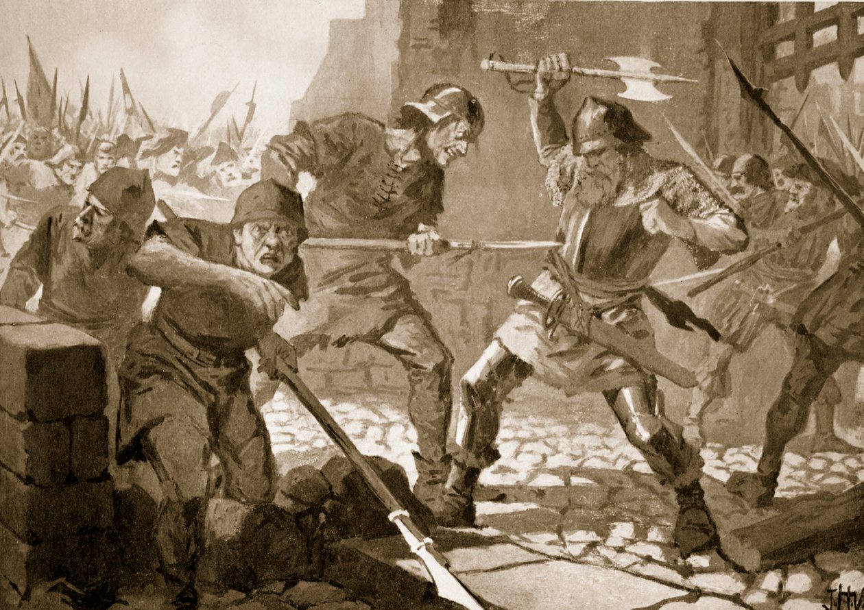 Zürichin porvaristomiehen Stussin kuolema taistelussa 1443 tekijältä John Harris Valda