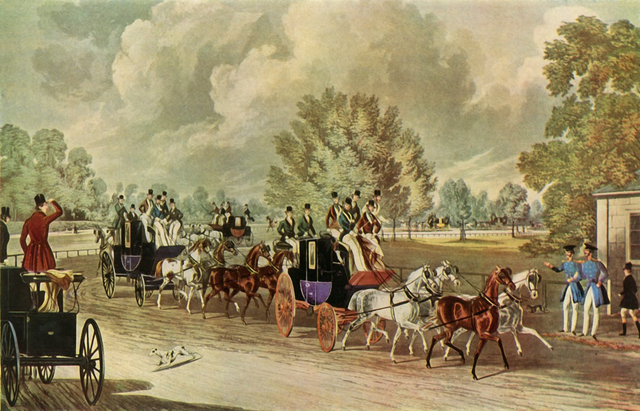 "Four-In-Hand Clubin kokous, Hyde Park, Lontoo", c1838, 1947. tekijältä John Harris the Younger