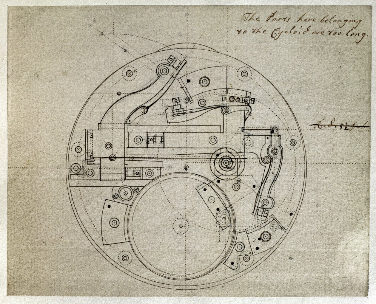 John Harrisonin (1693-1776) piirros H4-kellon liikkeestä, n. 1759 (kynä ja muste paperille) tekijältä John Harrison