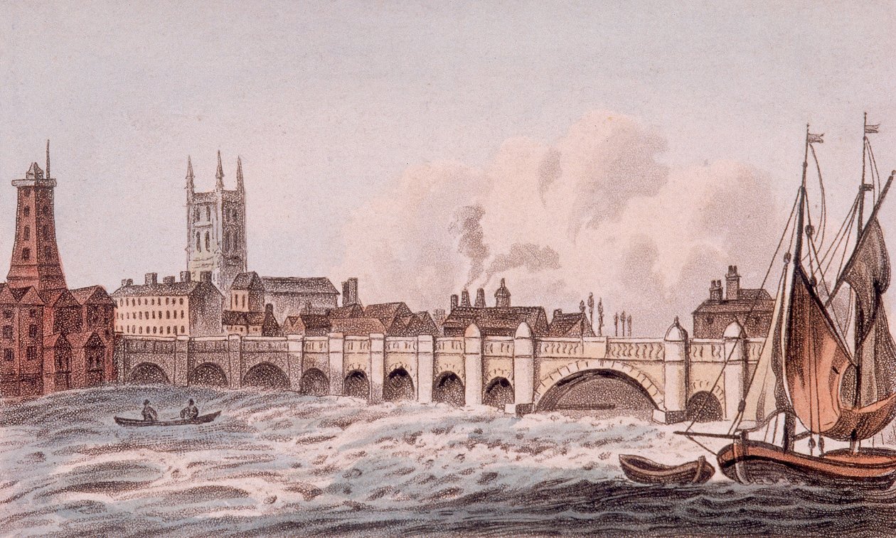 London Bridge vanha, Lontoo, 1823 tekijältä John Hassall