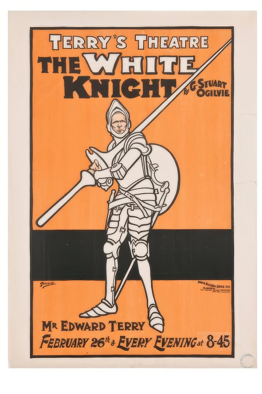 "Terrys-teatteri. Valkoinen ritari" / J. Hassall / Plakat, 1898 tekijältä John Hassall