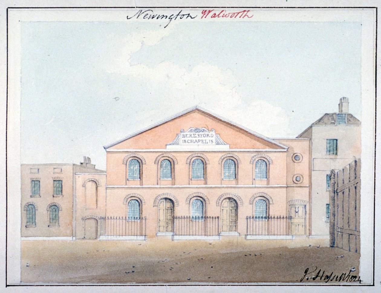 Beresford Chapel, Beresford Street, Southwark, Lontoo, 1824 tekijältä John Hassell