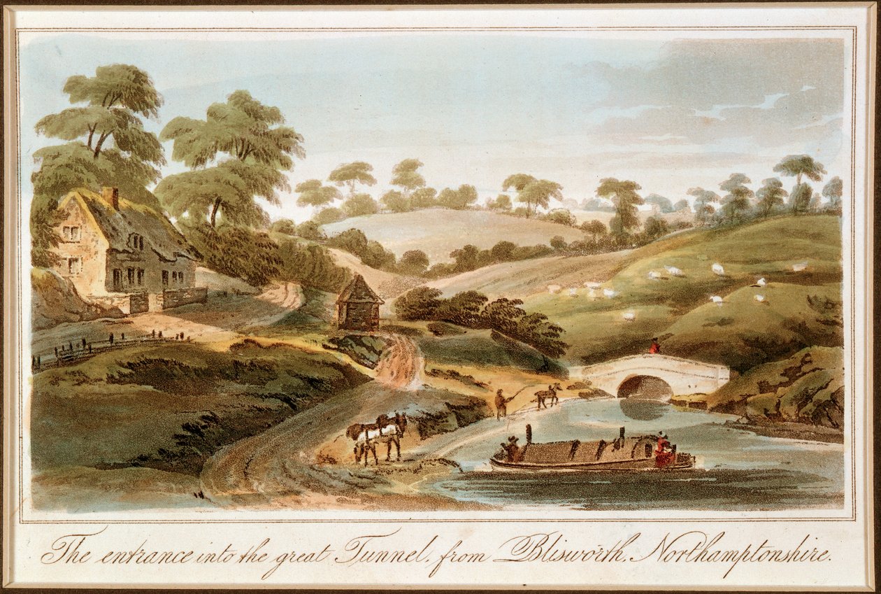 Sisäänkäynti Blisworth-tunneliin, Grand Junction Canal, Northamptonshire, 1819 tekijältä John Hassell