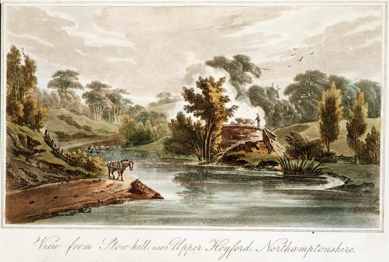 Grand Junction Canal Stow Hillistä lähellä Upper Heyfordia, Northamptonshire, 1819 tekijältä John Hassell