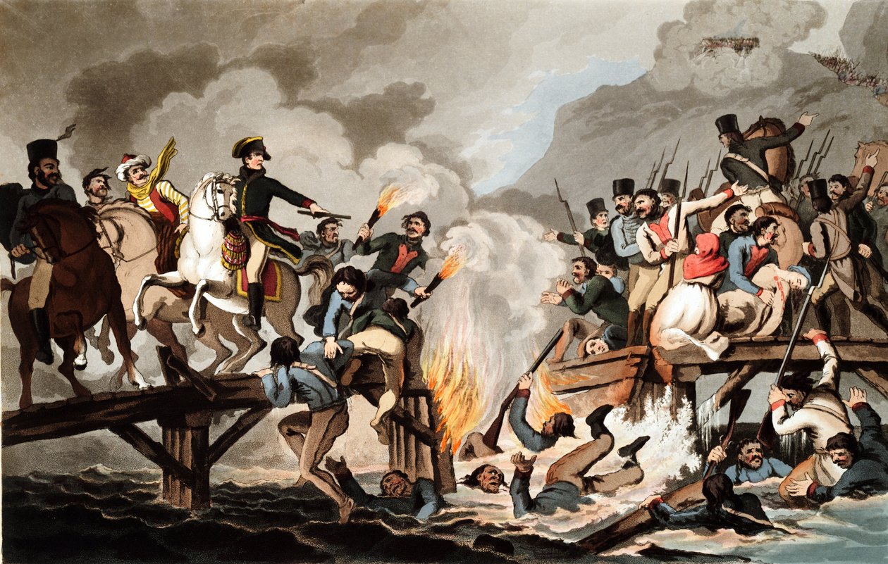 Napoleon I ja Ranskan armeija ylittivät Berezinan marraskuussa 1812 tekijältä John Hassell