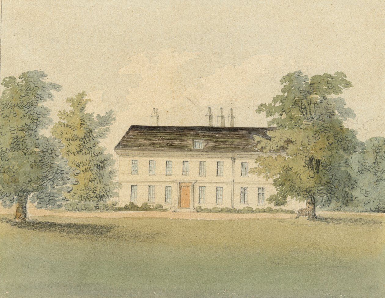 Pastori Drummondin pappila, 1823 (akvarelli paperille) tekijältä John Hassell