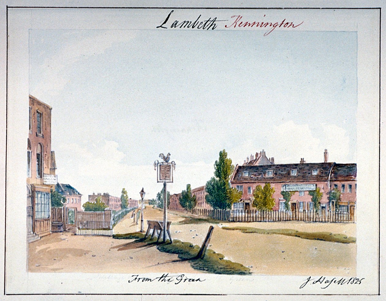 Näkymä Kenningtonista, Lambethistä, Lontoosta, 1825 tekijältä John Hassell