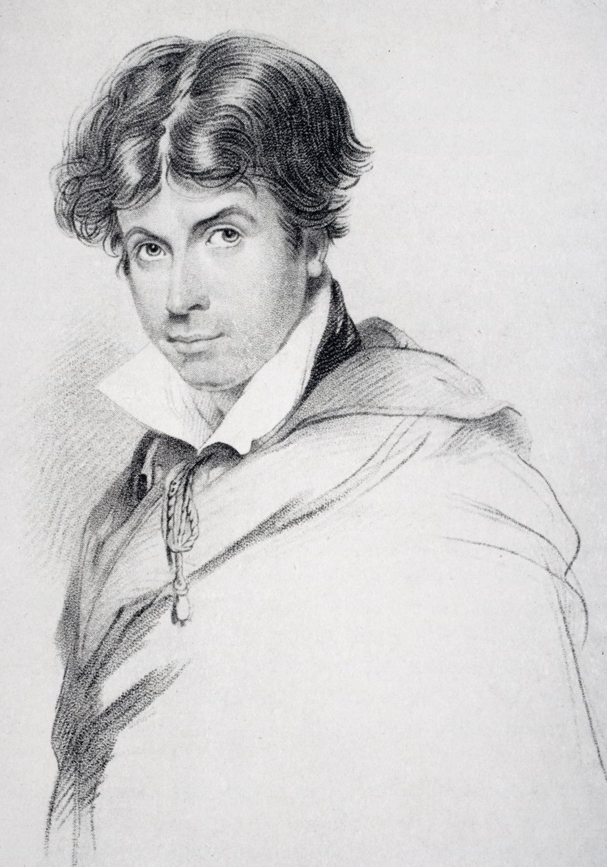 44-vuotias James Henry Leigh Hunt (1784-1859), kaiverrus Henri Meyer (1844-99) E.V Lucasin teoksesta Charles Lambin elämä, osa I, julkaistu 1905 tekijältä John Hayter