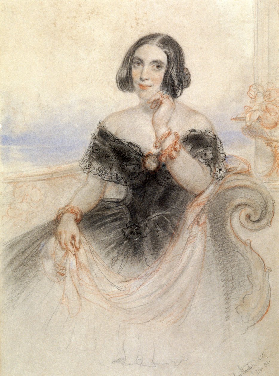 Nainen mustassa mekossa, 1847 tekijältä John Hayter