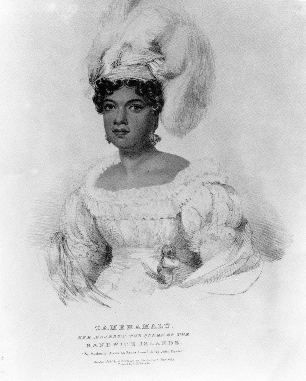 Tamehamalu, Hänen Majesteettinsa Sandwichsaarten kuningatar, 1824 tekijältä John Hayter