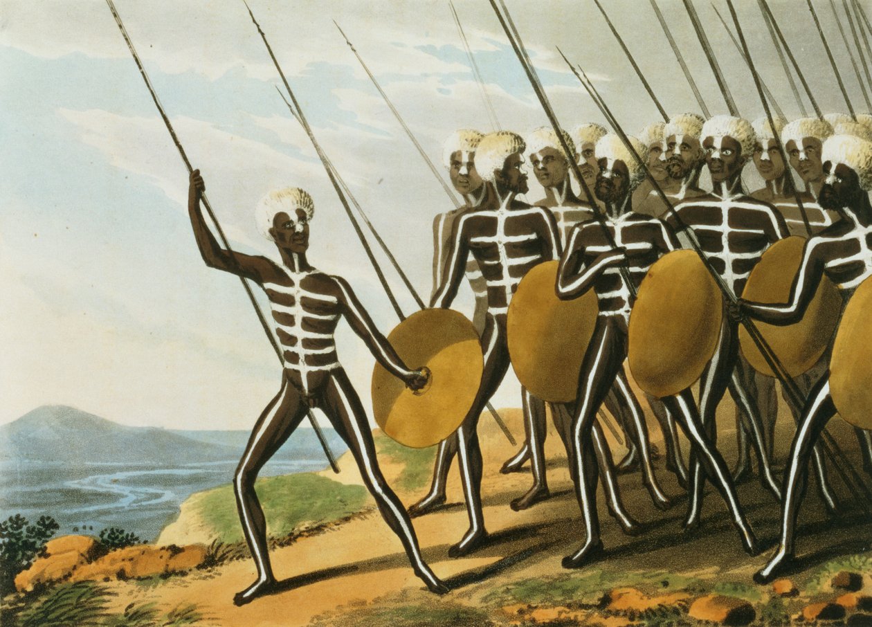 Warriors of New S. Wales kaiverrus M. Dubourg (fl.1813-1820) 1813 (litho) tekijältä John Heaviside (after) Clark