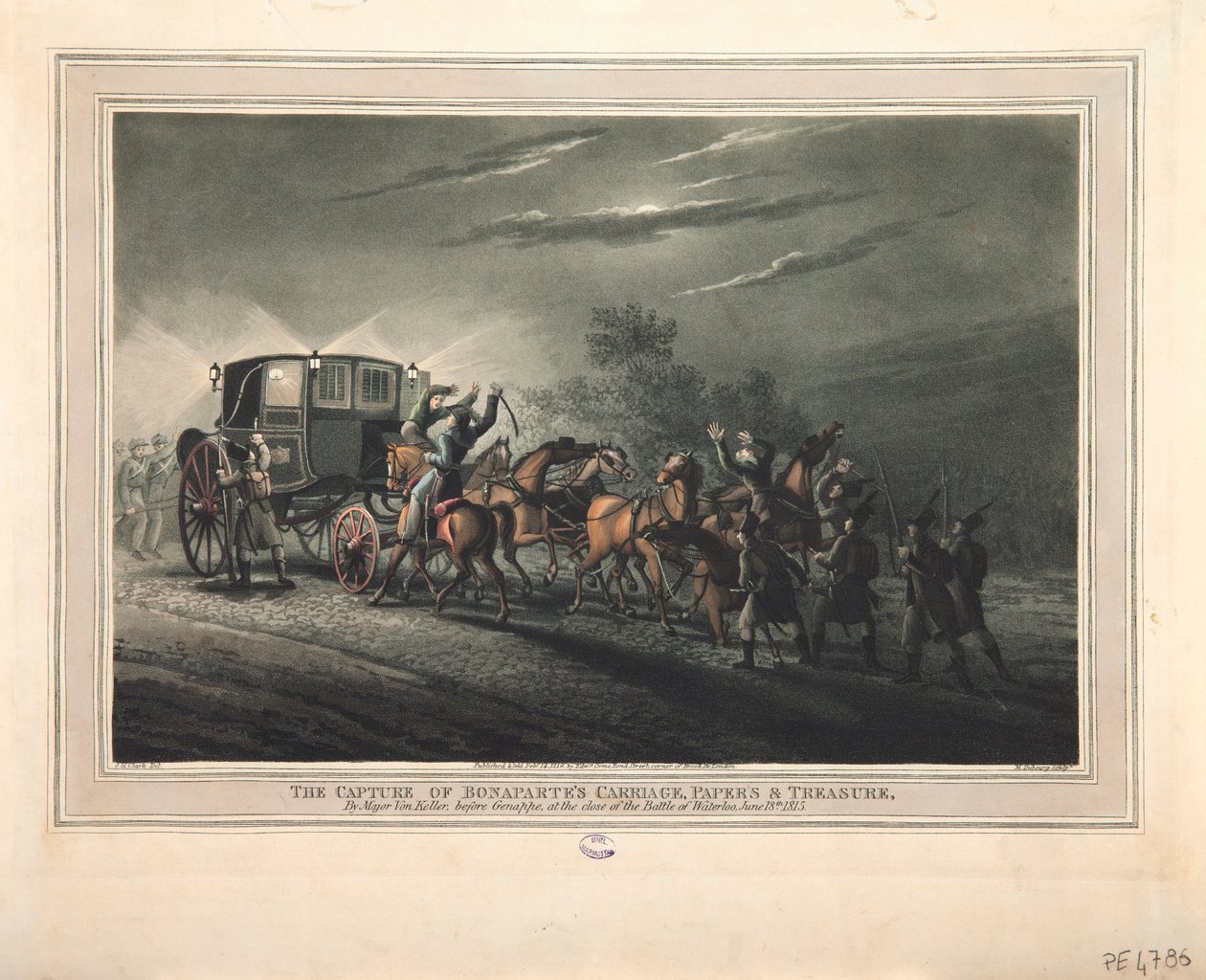Majuri Von Kellerin Bonaparten vaunun, papereiden ja aarteiden vangitseminen, 1816 tekijältä John Heaviside Clark