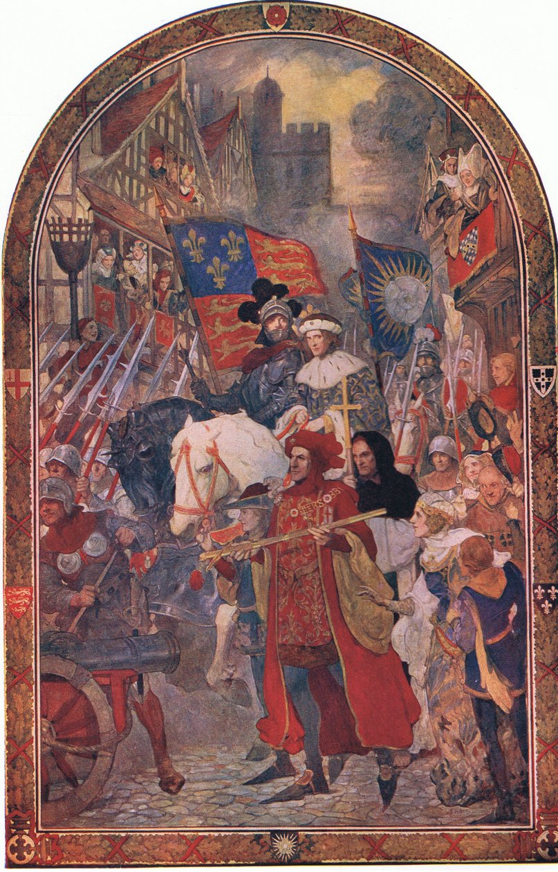 Henrik VI. Barnetin taistelu 1471: Waverley Book Company Limitedin julkaisemasta Cassells History of the British People -teoksesta, n. 1940 (väriliite). tekijältä John Henry Amshewitz