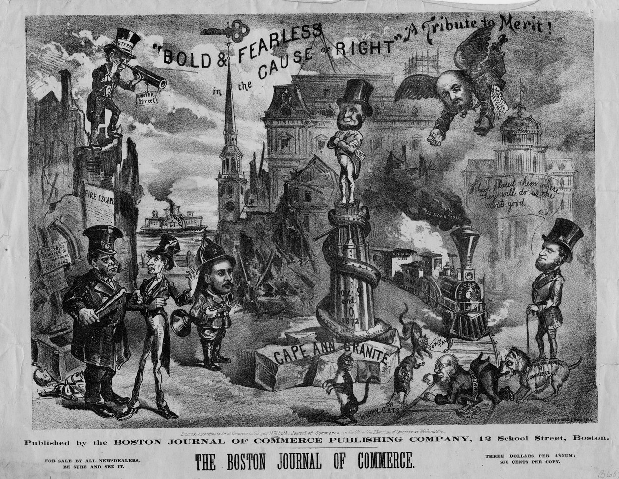Rohkea ja peloton oikeuden puolesta: kunnianosoitus ansioista!, julkaissut Boston Journal of Commerce, 1873 tekijältä John Henry Bufford