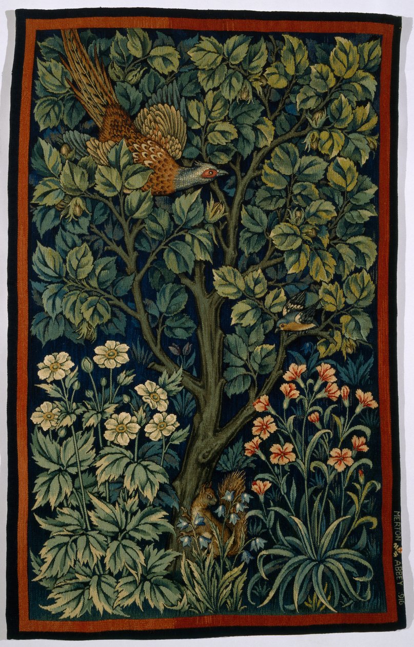 Kukkofasaani, valmistaja Morris & Co. 1916 tekijältä John Henry Dearle