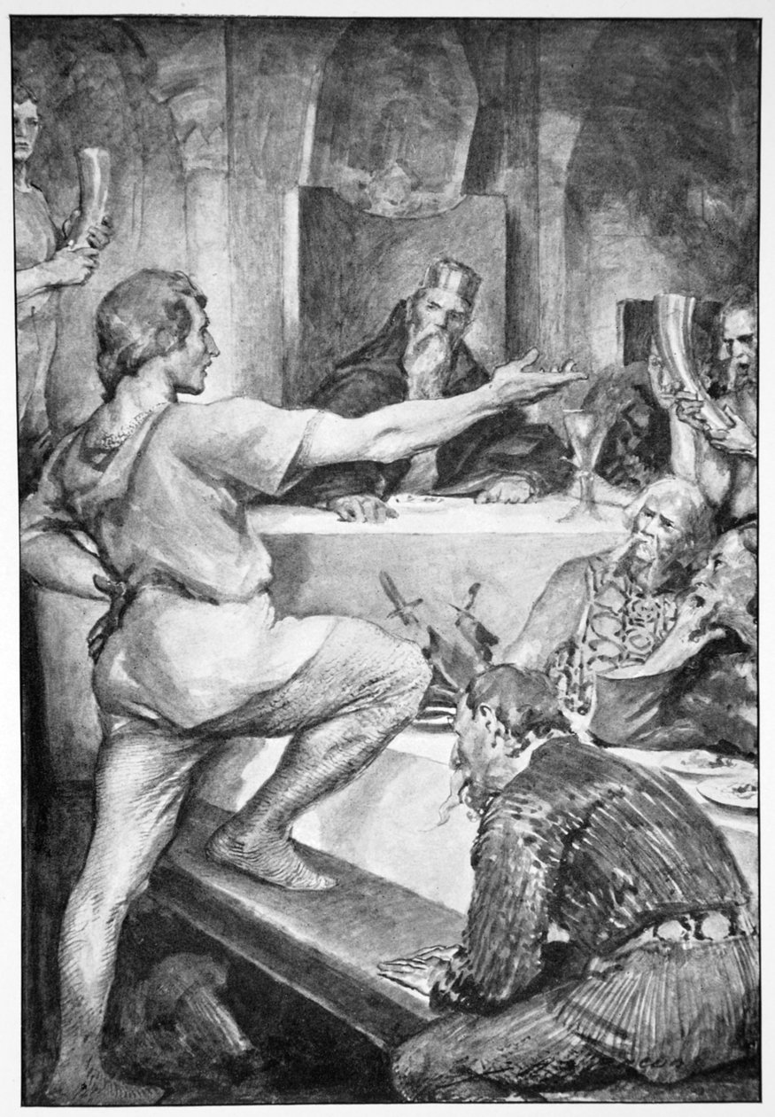 "Beowulf vastaa ylpeästi Hunferthille", 1910. tekijältä John Henry Frederick Bacon