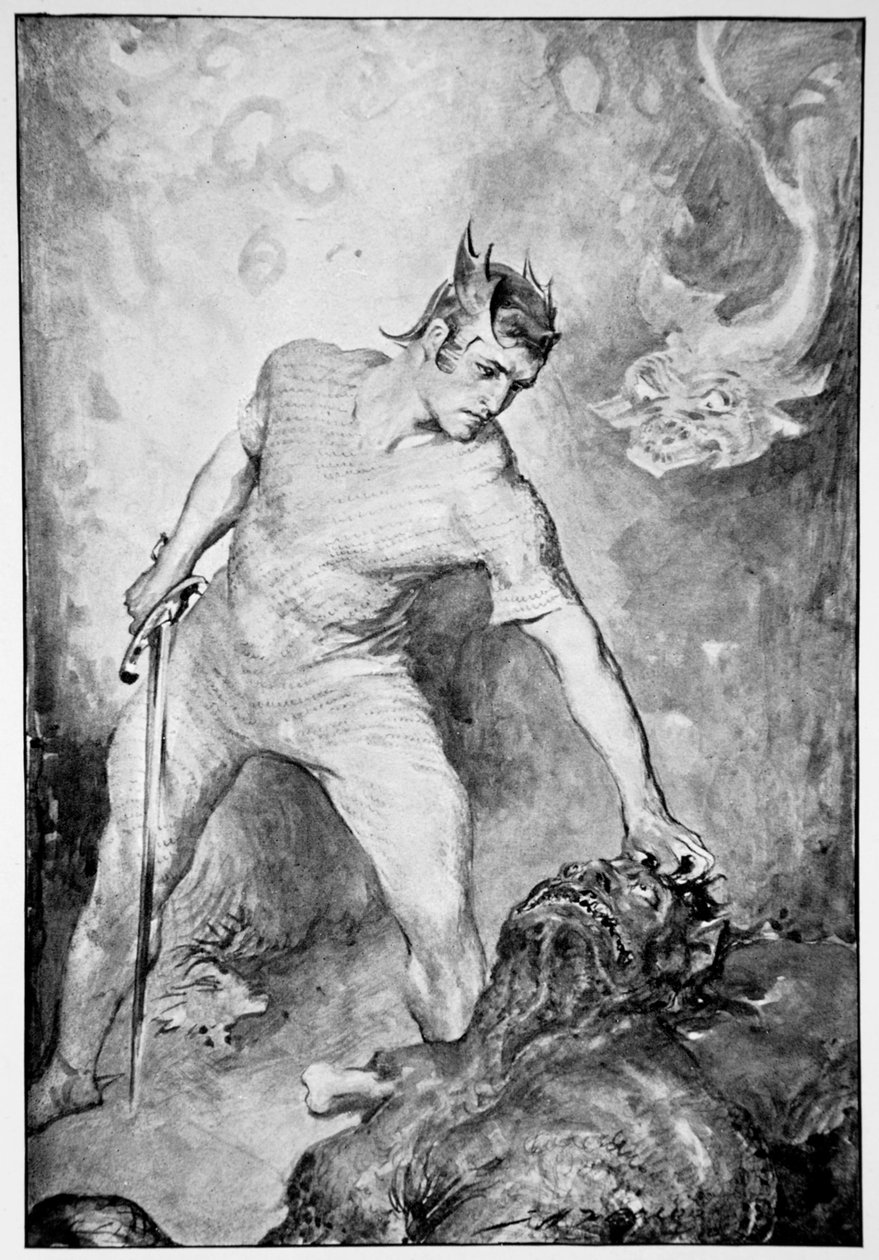 "Beowulf leikkaa pois Grendelin pään", 1910. tekijältä John Henry Frederick Bacon