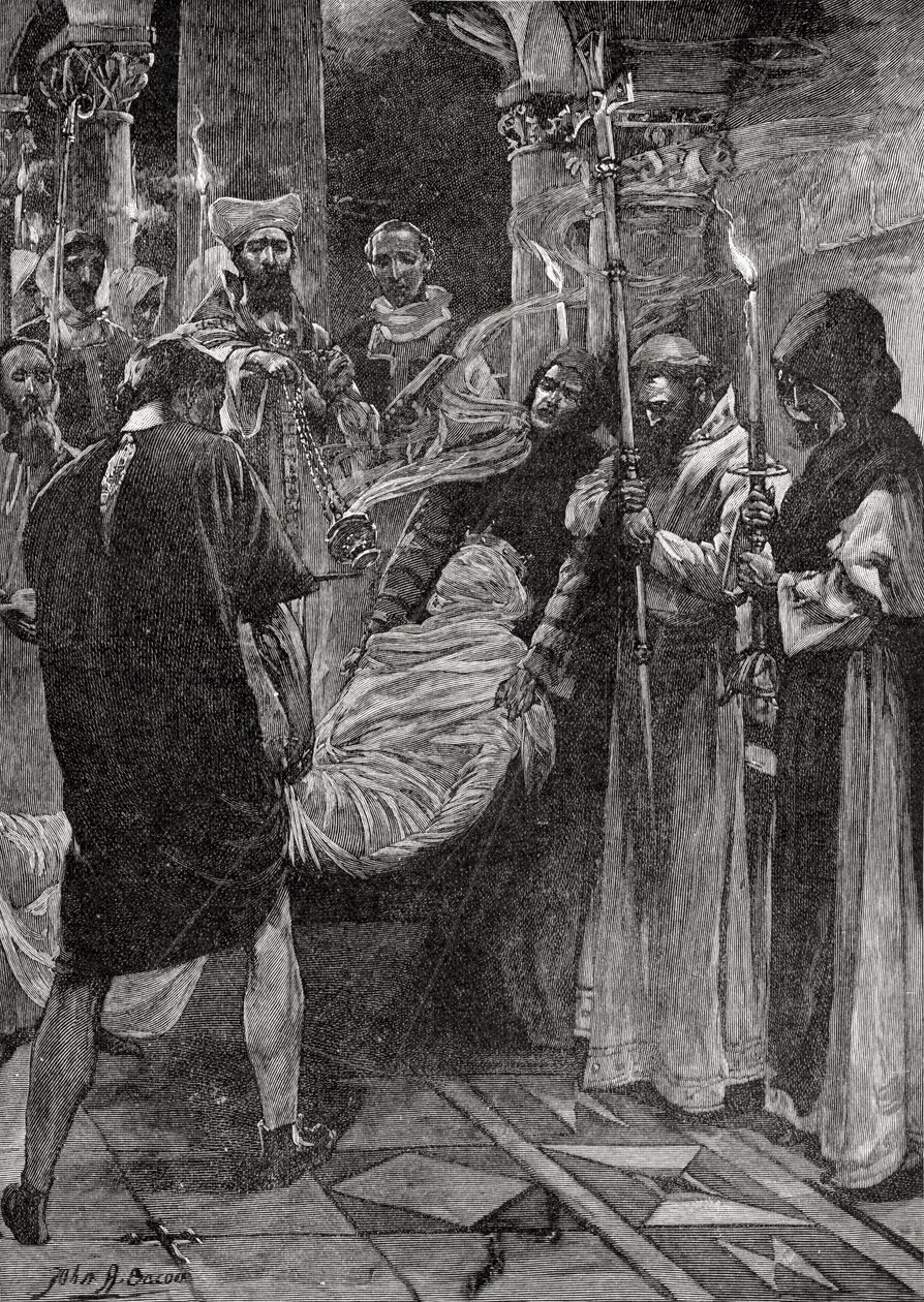 Kentin kuningas Ethelbertin hautaaminen kirjasta "The Church of England: A History for the People", julkaistu noin 1910 tekijältä John Henry Frederick Bacon