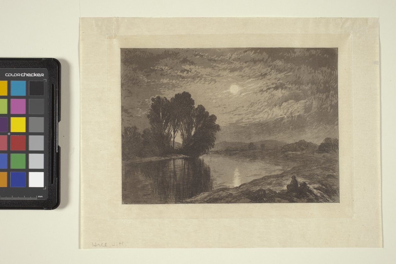 Moonlight On The Androscoggin (muste, kynä, lyijykynä) tekijältä John Henry Hill