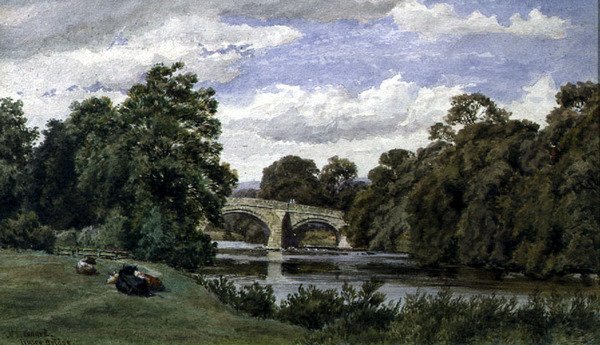 Ilkley Bridge (akvarelli paperille) tekijältä John Henry Leonard