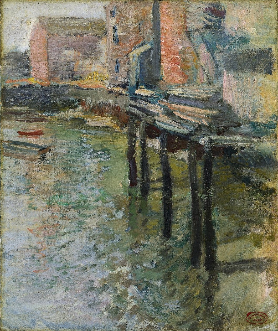 Deserted Wharf The Old Mill at Cos Cob, n. 1900-1902. tekijältä John Henry Twachtman