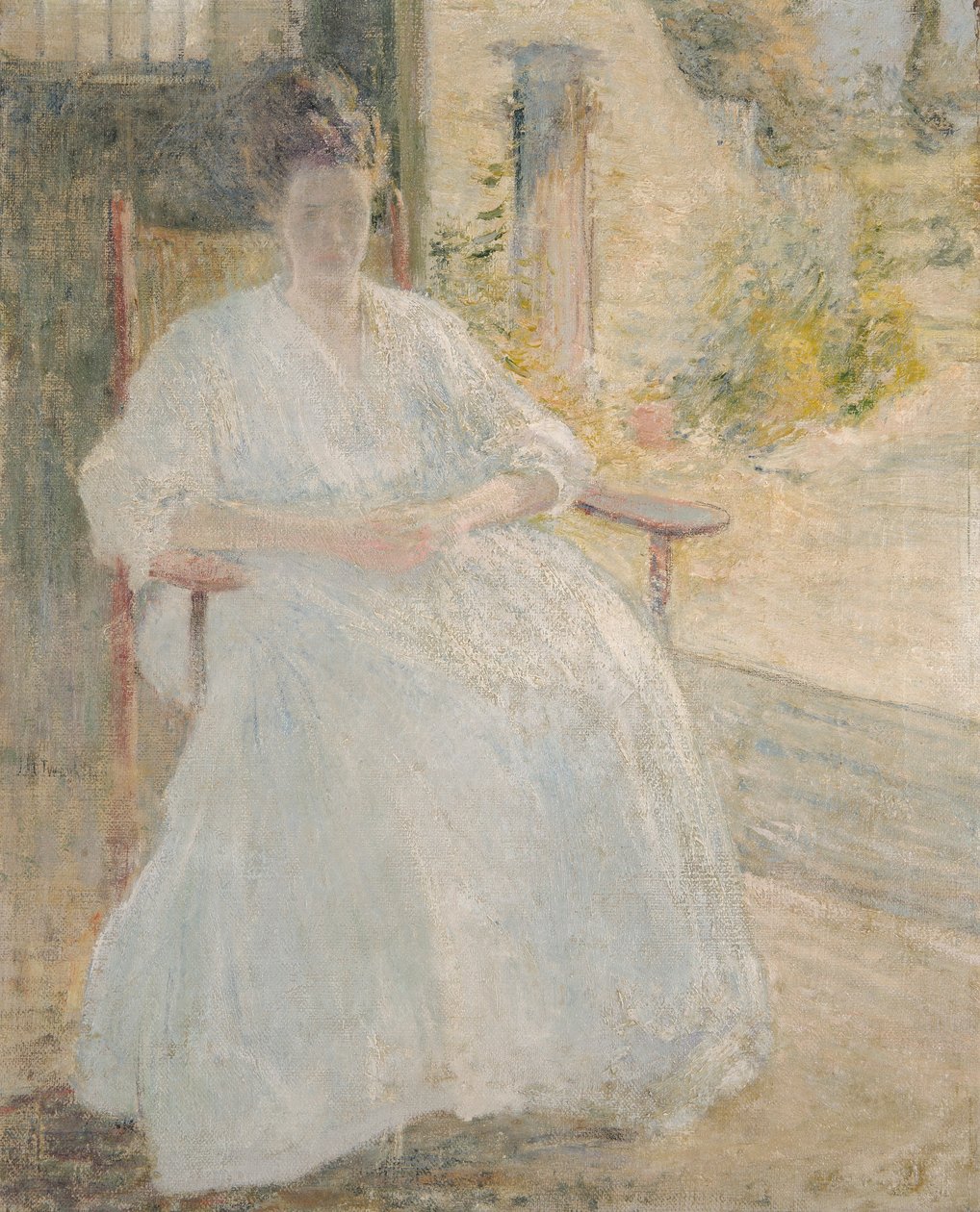 Hahmo auringonvalossa (taiteilijan vaimo) tekijältä John Henry Twachtman