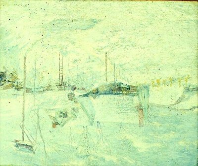 Auringon viimeinen kosketus (öljy kankaalle) tekijältä John Henry Twachtman
