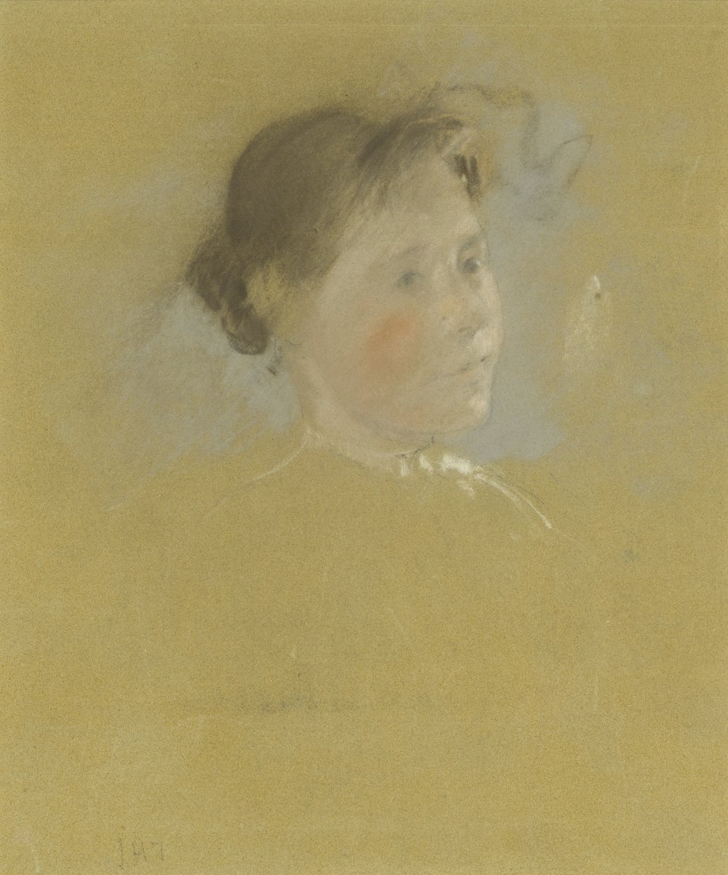 Study of a Head, n. 1888-1895 (pastelli, jossa grafiitin vivahteita kartongilla) tekijältä John Henry Twachtman